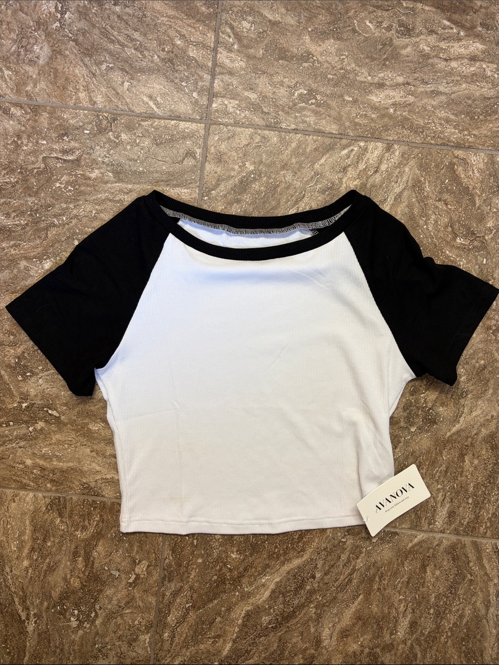 Avanova Black & White Raglan Crop Tee